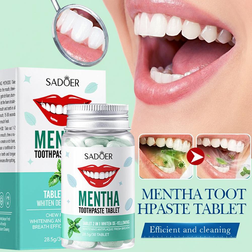 Whitening Mouthwash - 30 Stuks Solide Tandpasta Tabletten Tanden