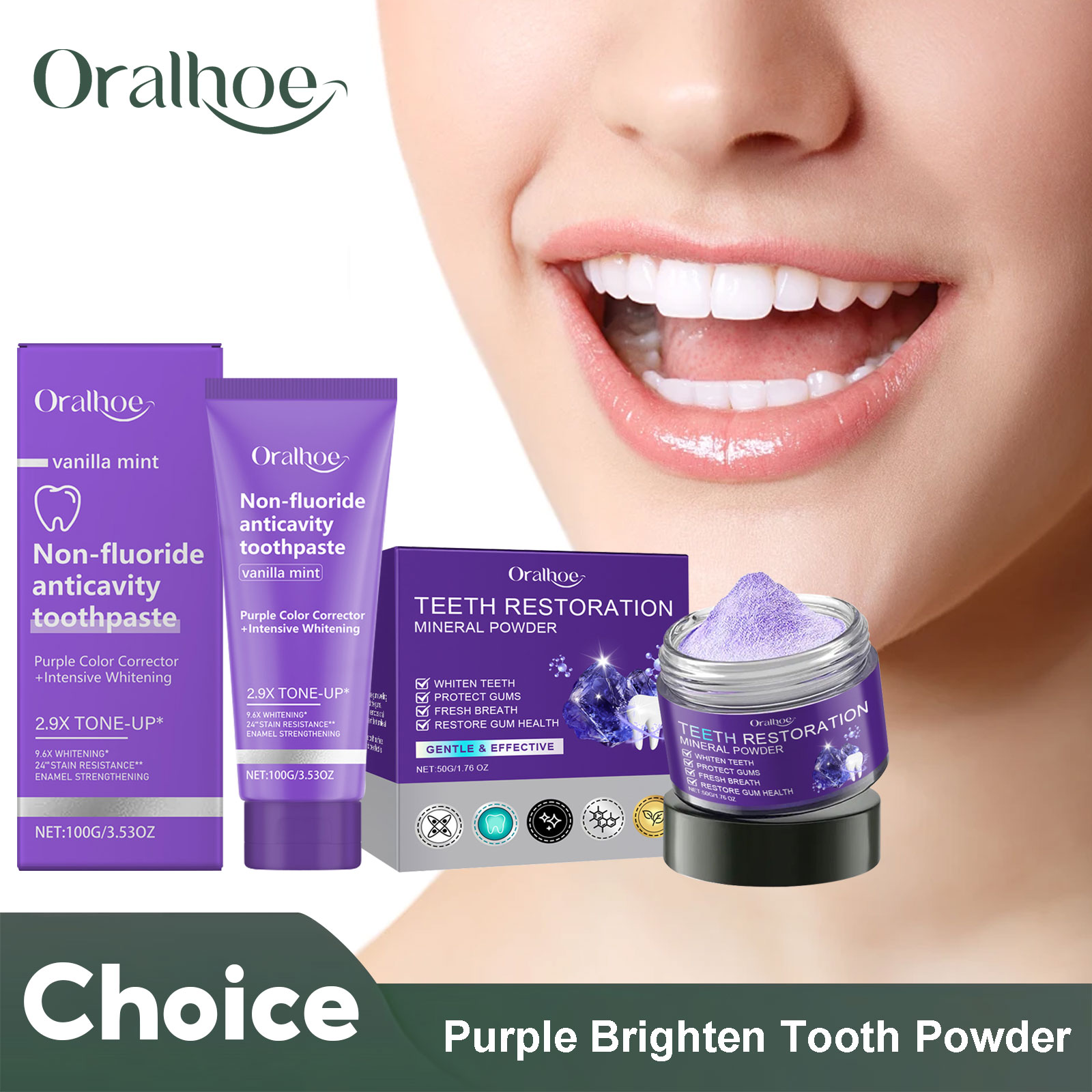Teeth Whitening Mousse - Teeth Restoration Mineral Powder Teeth Whitening