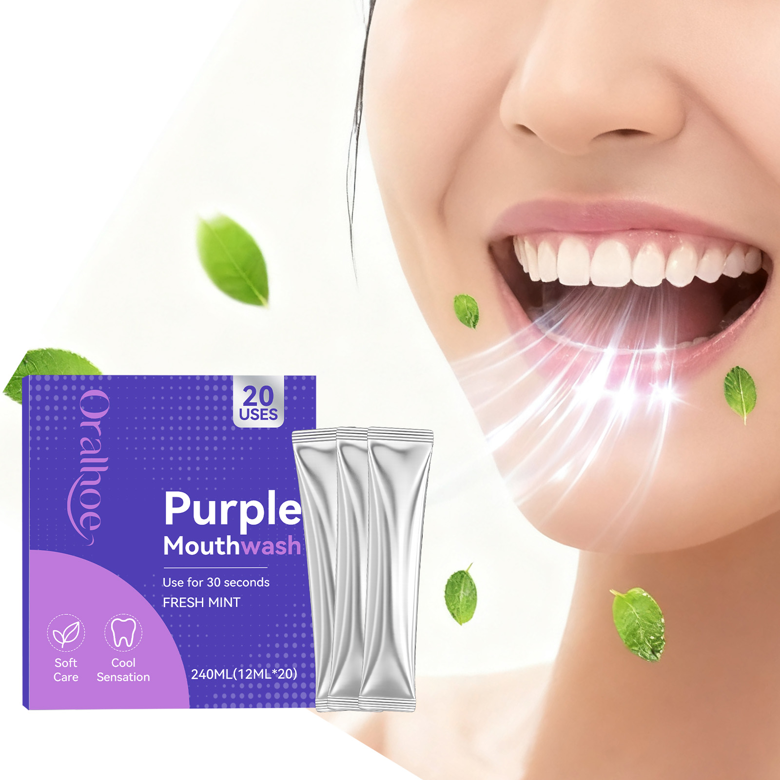 20 stuks paarse mondspoelmidde - Whitening Mouthwash recensie en prijs