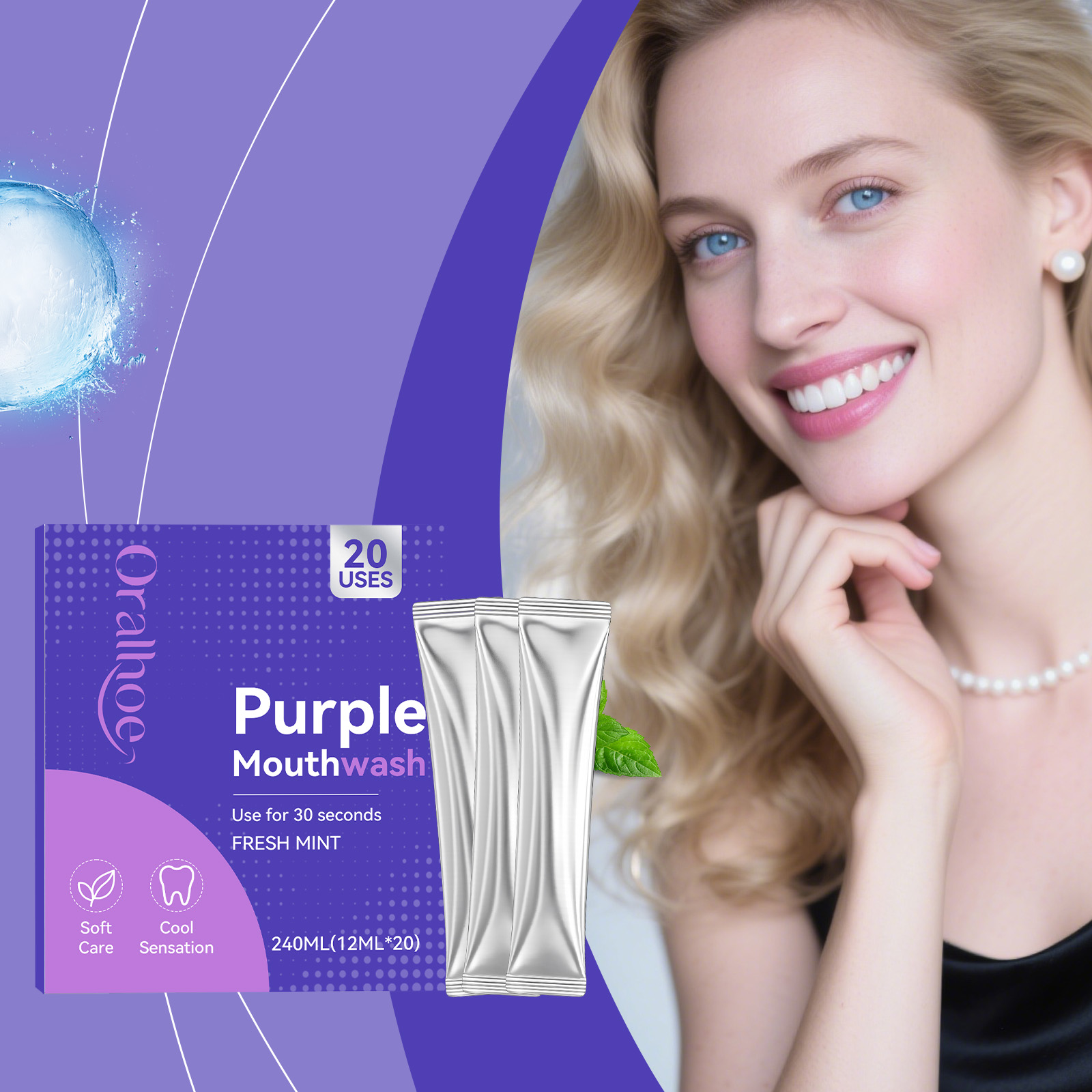 20 stuks paarse mondspoelmidde - Whitening Mouthwash recensie en prijs